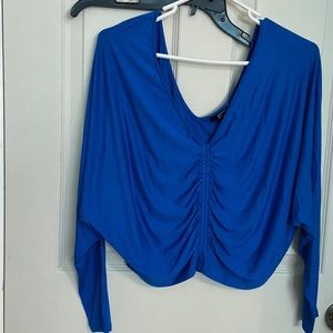 royal blue puff sleeve blouse